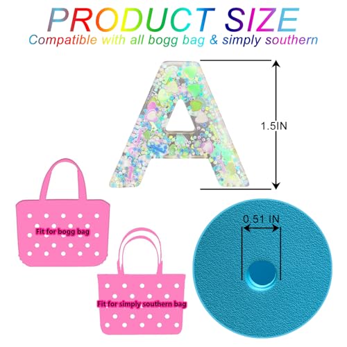 Alphabet Letter Charms for Bogg Bag - Green Love Sequin Accessories
