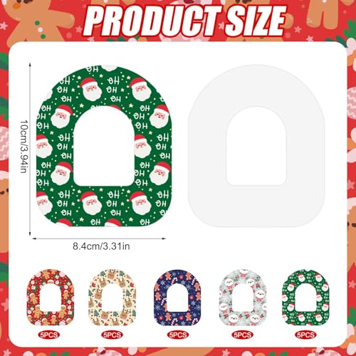 25 Sheets Adhesive Patches for Omnipod 5, Waterproof Sensor Stickers Adhesive Christmas Overpatches Breathable Cover Tape for Omnipod 5