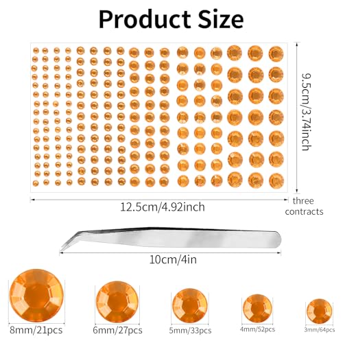 Self-Adhesive Face Gems and Pearls for Makeup Festival 591Pcs Orange