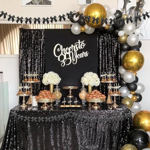 Black Bow Garland Banner Set - 2 PCS for Party Decorations