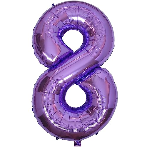 40 Inch Purple Number 8 Balloon - Foil Birthday Decoration