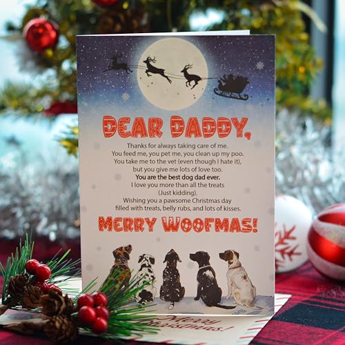 Christmas Card for Dog Dad with Envelope & Seal - Heartwarming Design