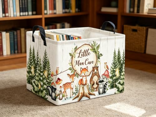Woodland Animals Storage Basket - Waterproof & Collapsible 15x10x9 in