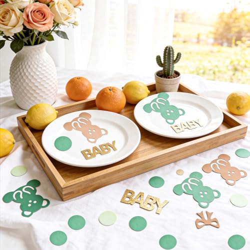 132 Pcs Bear Confetti for Baby Showers & Parties - Cream & Brown
