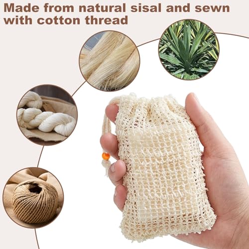 Sisal Soap Saver Bag 4Pcs - Natural Exfoliating Soap Pouch