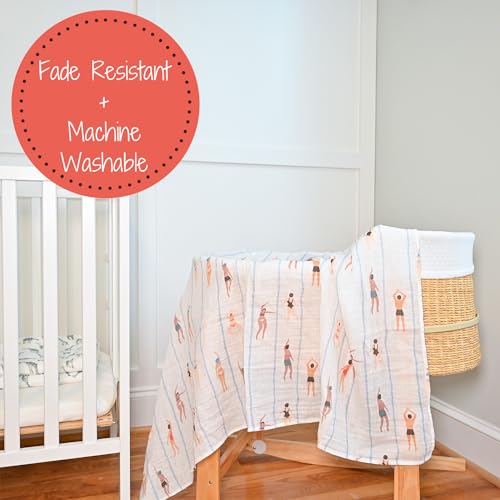 LollyBanks Baby Muslin Swaddle Blanket - Born to Swim Print
