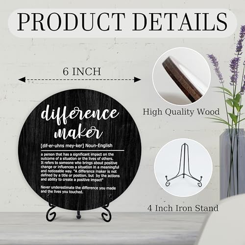 Difference Maker Wood Sign with Stand, Inspirational Office Decor