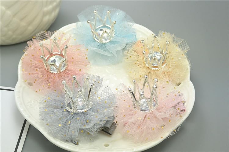 Blue Rhinestone Crown Hair Clips 2pcs Princess Tiara Hair Pins