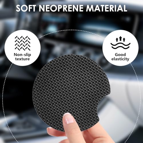 Black Flower 2 Pack Car Coasters 2.75-inch Neoprene Non-Slip Cup Holders