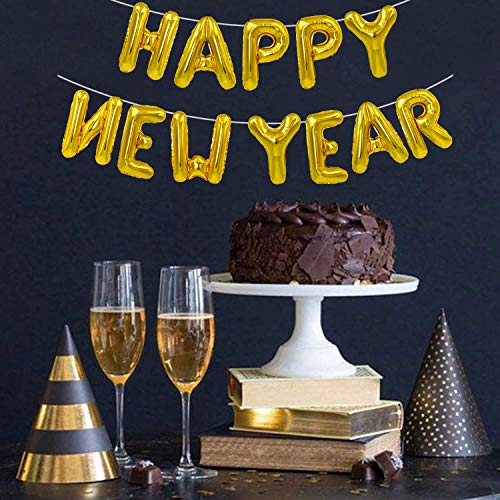 16-Inch Happy New Year Balloons Banner for 2025 Party Decor