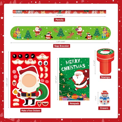 Christmas Party Favors for Kids 24-Pack Stationery Set Holiday Gift Bag Fillers