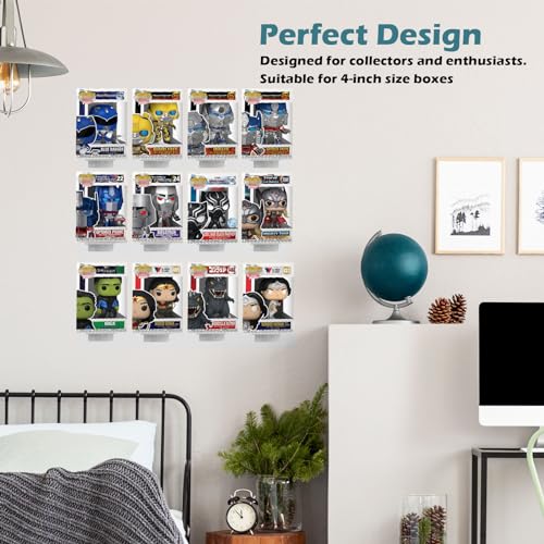 12 Acrylic Wall Display Shelves for Funko Pop Boxes - Clear