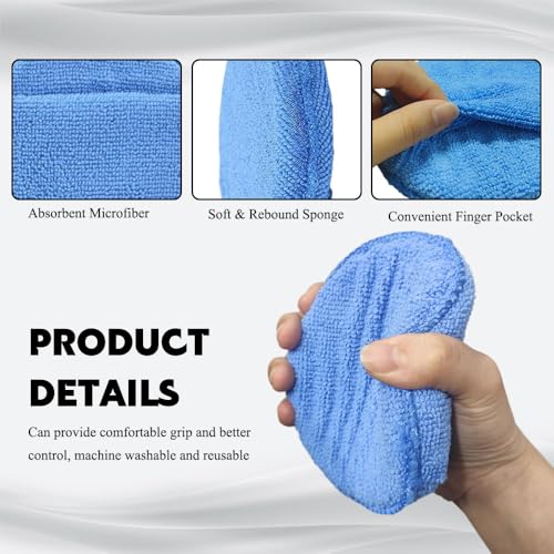 Blue 10-Pack 5-Inch Microfiber Car Wax Applicator Pads for Polishing & Cleaning