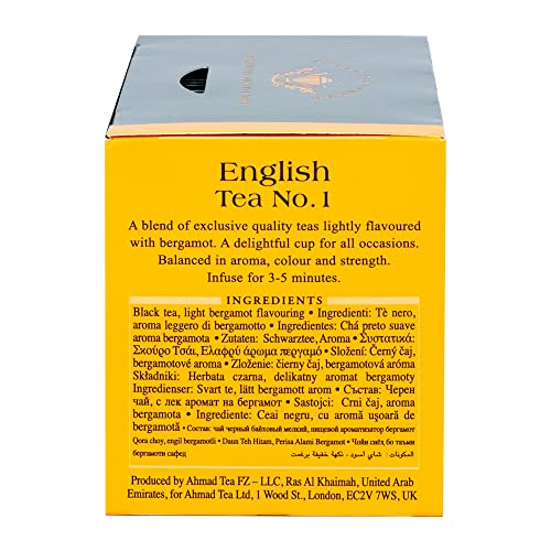 Ahmad Tea English Tea No. 1 Black Tea Bags - 20 Count, Award-Winning, Subtle Bergamot Flavored