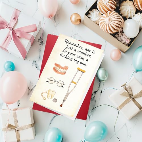 Funny Offensive Birthday Card - Rude Sarcastic Old Age Gag Card for Best Friends