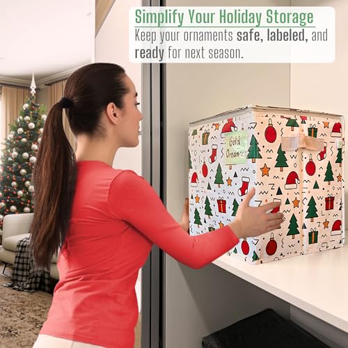 VENO Christmas Ornament Storage Box - 2 Pack, 64-Count Jingle Mix Organizer