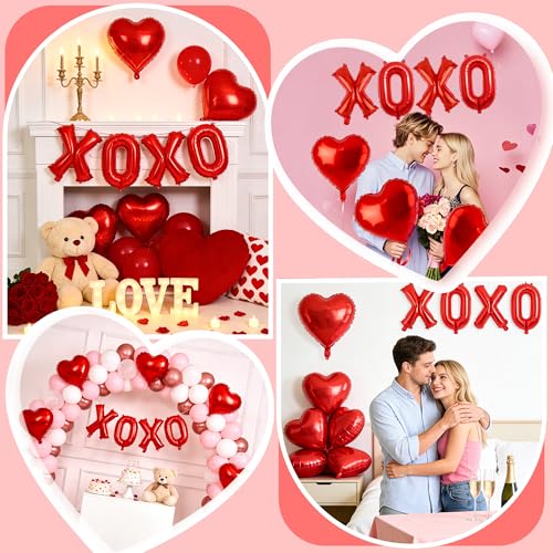 Lxzyu XOXO Red Heart Balloon Set - Valentine's Day Foil Balloons