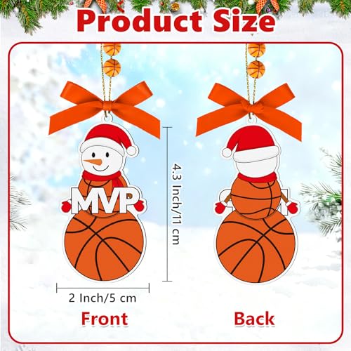 4.3-Inch Wooden Snowman Basketball Christmas Ornament
