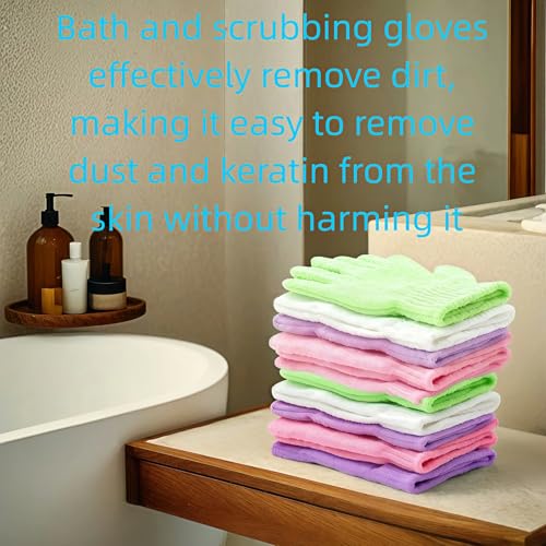 Geettcaifu Exfoliating Bath Gloves 4 Pairs, Double-Sided Nylon Body Scrubber