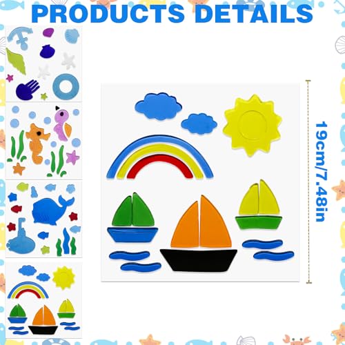Summer Gel Window Clings - 4Pcs Colorful Jelly Stickers for Kids