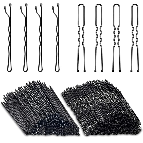 Black Bobby Pins and U Shaped Hair Pins Set - 200 Pcs with Storage Box