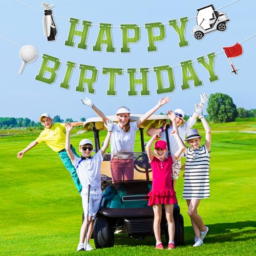 Golf Birthday Banner - Green Sports Theme Party Decoration