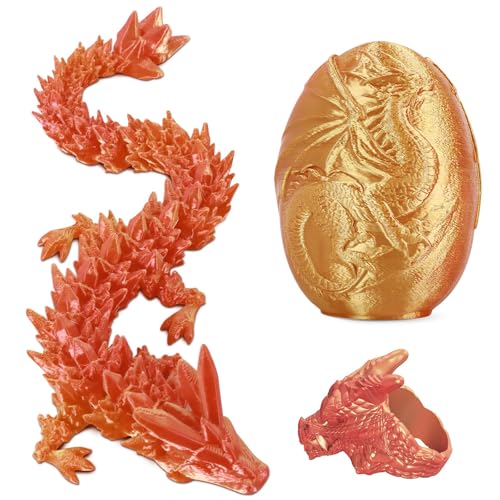 3D Printed Dragon Egg with Miniature Dragon & Ring - Easter Basket Stuffer