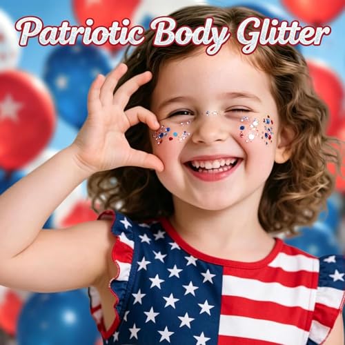 Miniling Patriotic Red White and Blue Body Glitter Gel - 4th of July Face and Hair Makeup