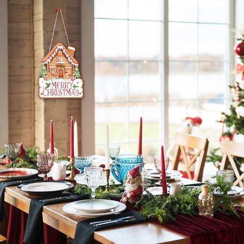 Christmas Wooden Door Sign - Gingerbread House & Holiday Decorations