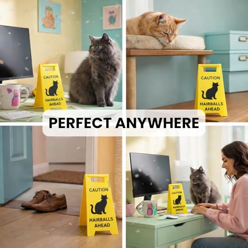 Caution Hairballs Ahead Mini Sign - Funny Gift for Cat Lovers