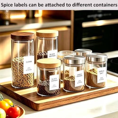 256 Waterproof Spice Labels - Minimalist White Jar Stickers