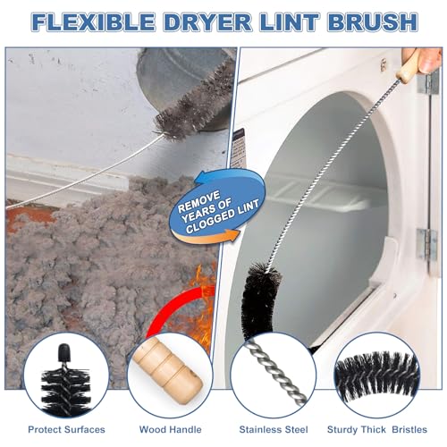 PetOde Blue Dryer Vent Cleaner Kit with Lint Brush & Universal Vacuum Hose