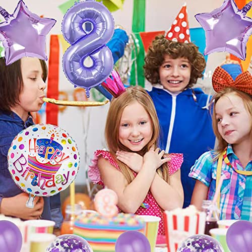 1st Birthday Balloon Set - 11 Foil & Latex Balloons in Purple