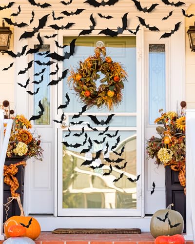 120 Pcs 3D Halloween Bat Decorations - 5 Sizes for Indoor Use