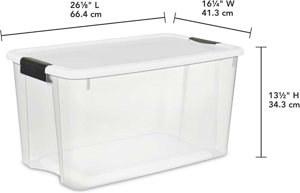 Sterilite 16-Pack Ultra Latching Storage Bins - Clear Plastic 70 Quart Organizing Containers for Home & Office