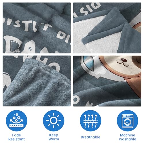 Grandpa Charging Sloth Blanket 60x80 Grey - Funny Gift for Grandpa