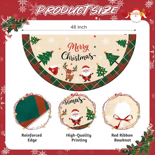 48 Inch Christmas Tree Skirt with Snowflakes & Santa Claus