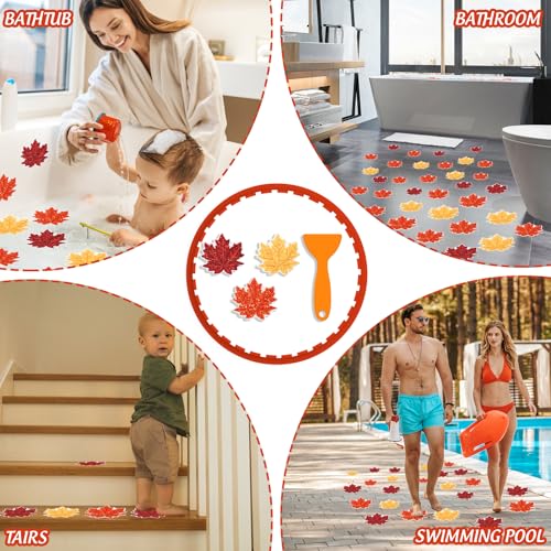 24 Pcs Fall Non-Slip Bathtub Stickers - Maple Leaves Shower Decals