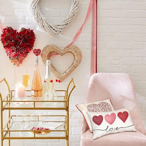 Valentine's Day Pillow Cover 12x20 Pink Heart Design - DFXSZ