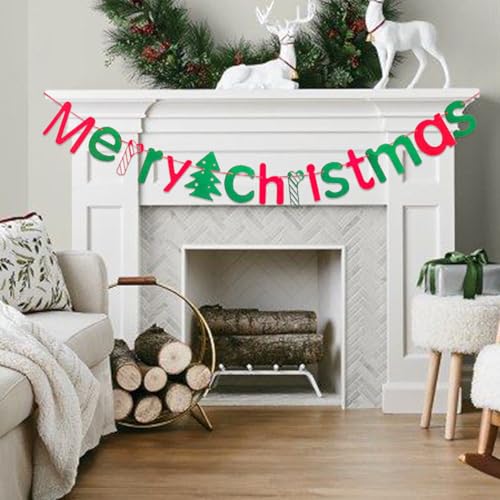 Merry Christmas Felt Banner – Red & Green Holiday Garland