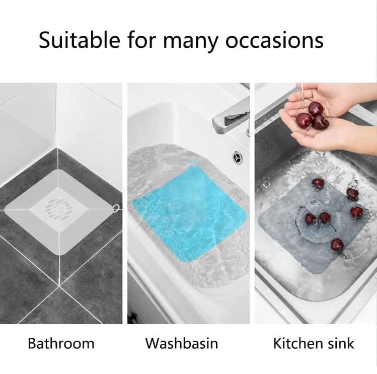 DIFENLUN Silicone Tub Stopper Drain Cover Set - 5x5 Inch Gray (2 Pieces)