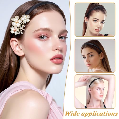 2 Pcs Soft Satin Headband Black and White Fashion Elastic Hairband