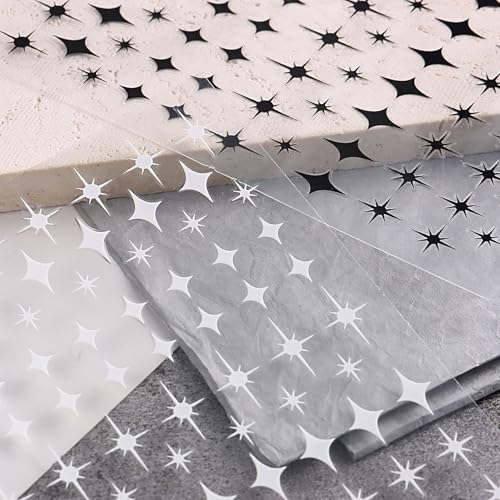 Dulyork 12 Sheet 3D Star Nail Stickers Self-Adhesive Decals