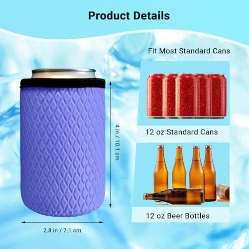 Klyrith 6 Pack 12 oz Insulated Can Cooler Sleeves - Reusable Neoprene Drink Holders