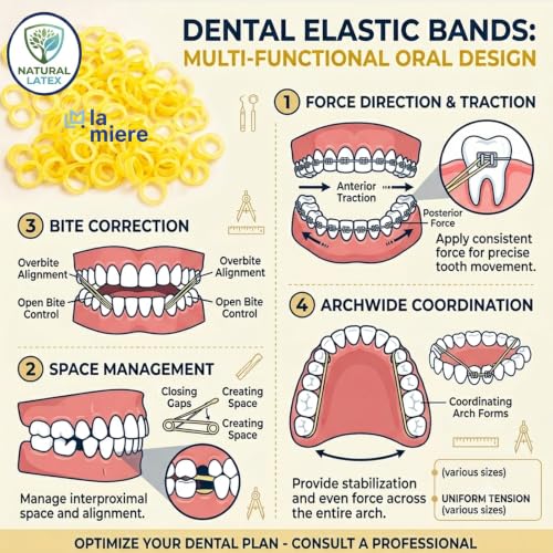 Orthodontic Elastic Bands 1/4 Inch Medium Force Amber Latex 100 Count
