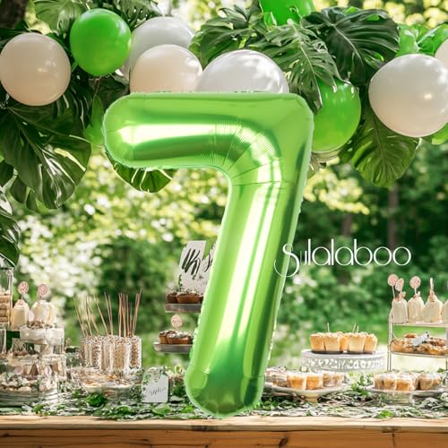 40 Inch Lime Green Number 7 Balloon - Giant Mylar Foil for Parties