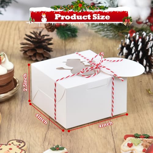 Christmas Cookie Gift Boxes with Window - 18 Pack, 4x4x2.5 Inch, White