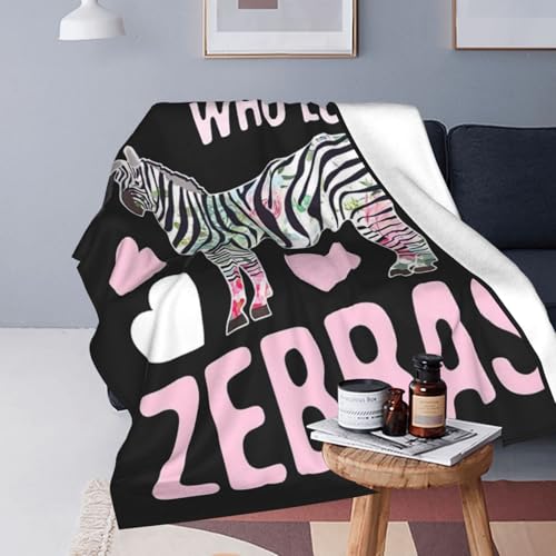 Just A Girl Who Loves Zebras Throw Blanket - Soft Flannel Fleece 50"x40"