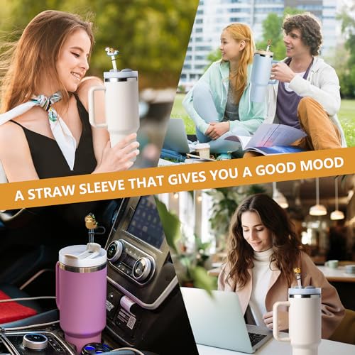 8-Piece Sloth Covers for Stanley Cup, 0.4in/10mm Diameter Straw Toppers Cap,Compatible with Stanley 20 30&40 0z Cup, Dust-Proof Straw Caps for Water Bottle