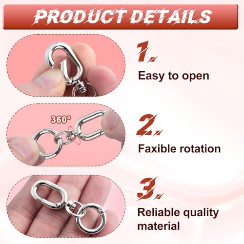 Isslly 2pcs Swivel Clasp Clips, Double Opening Metal Snap Hook
